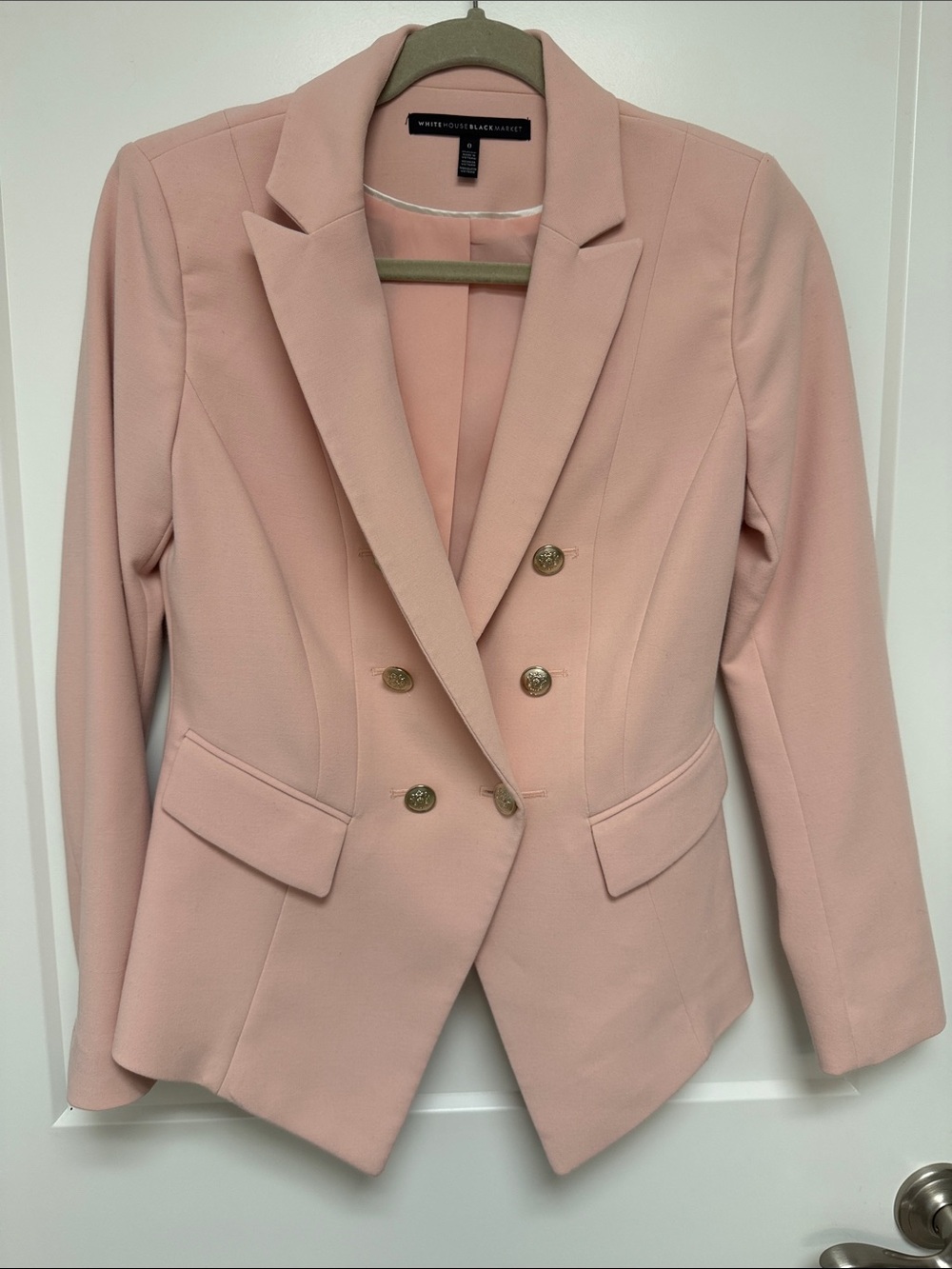 White House Black Market Blush Pink Double-Breasted Tailored Blazer